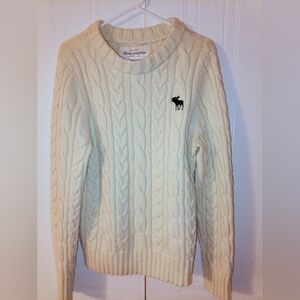 Y2K Style Abercrombie And Fitch Cream Cable Knit Alpaca Wool Blend Sweater SizeL